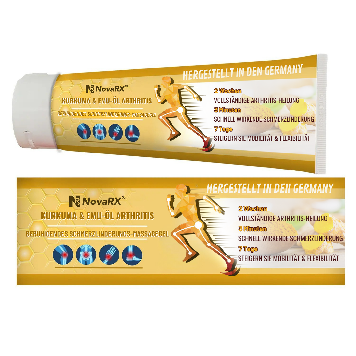 NovaRX® Kurkuma & Emu-Öl Arthritis-beruhigendes Schmerzlinderungs-Massagegel